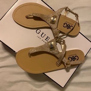 Guess, gold sandals